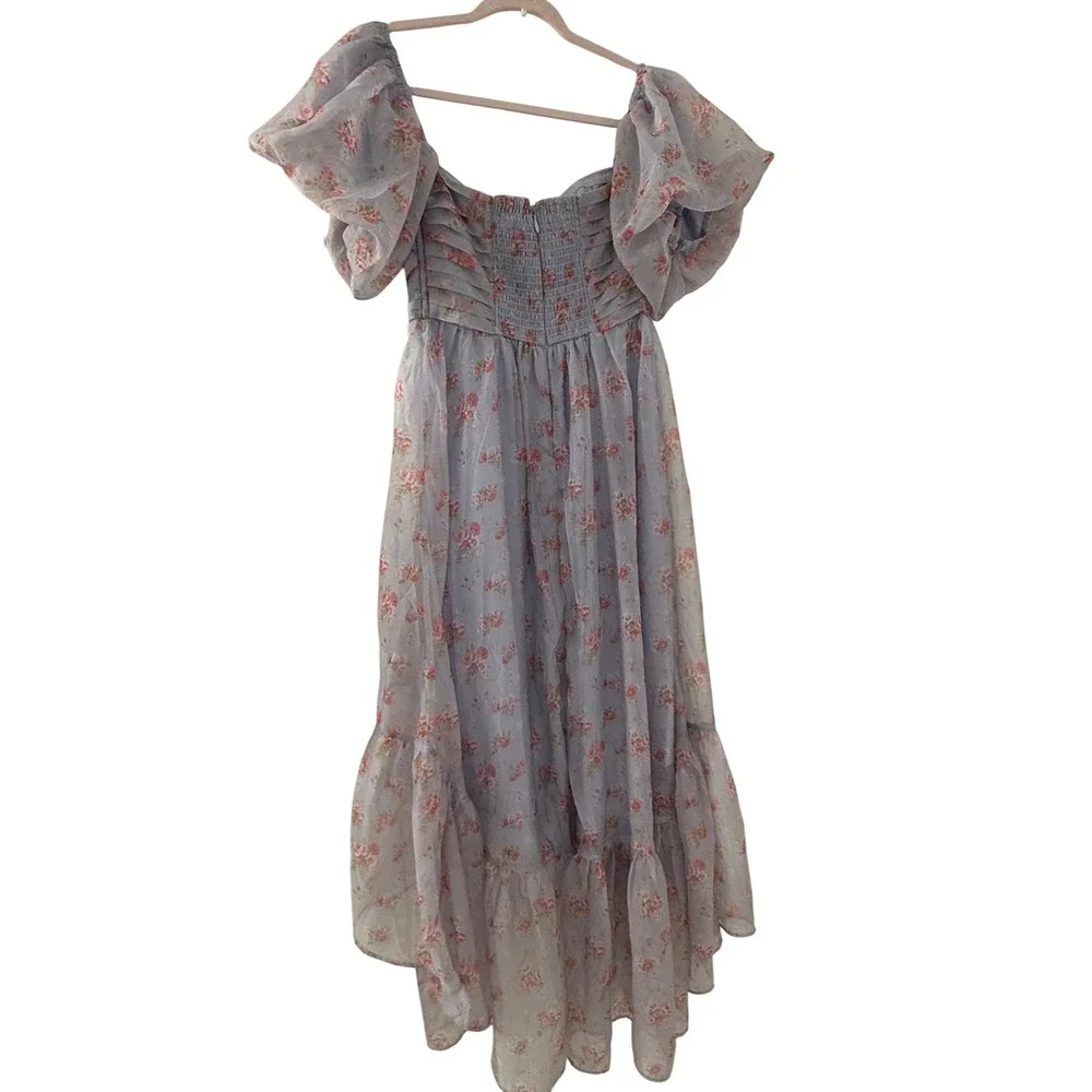 NWT Abercrombie & Fitch Emerson Off-Shoulder Drama Purple Floral Maxi Dress M